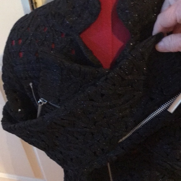 Nic and Zoe NWT black metallic knit lace jacket size M - Picture 3 of 7